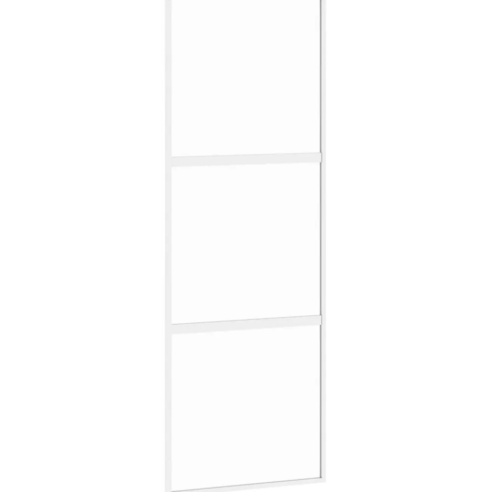 vidaXL Materiales De Construcción-Puerta corredera vidrio templado y aluminio blanca 76x205 cm