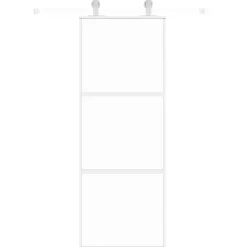 vidaXL Materiales De Construcción-Puerta corredera vidrio templado y aluminio blanca 76x205 cm