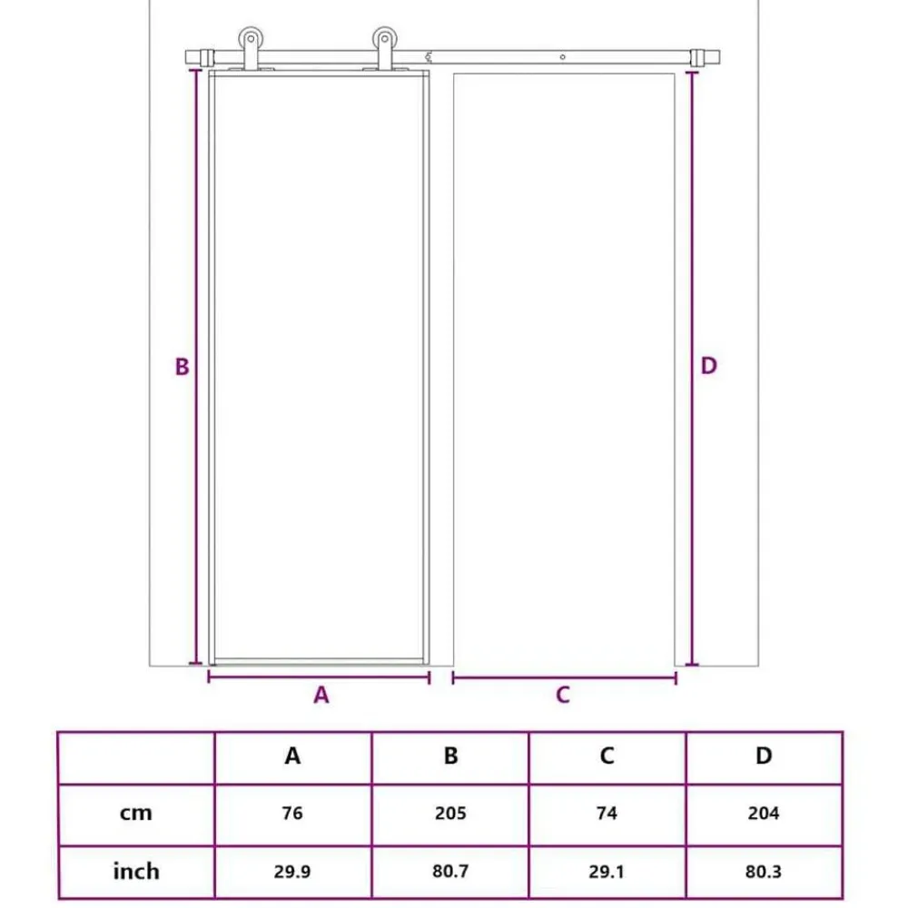 vidaXL Materiales De Construcción-Puerta corredera vidrio templado y aluminio blanca 76x205 cm