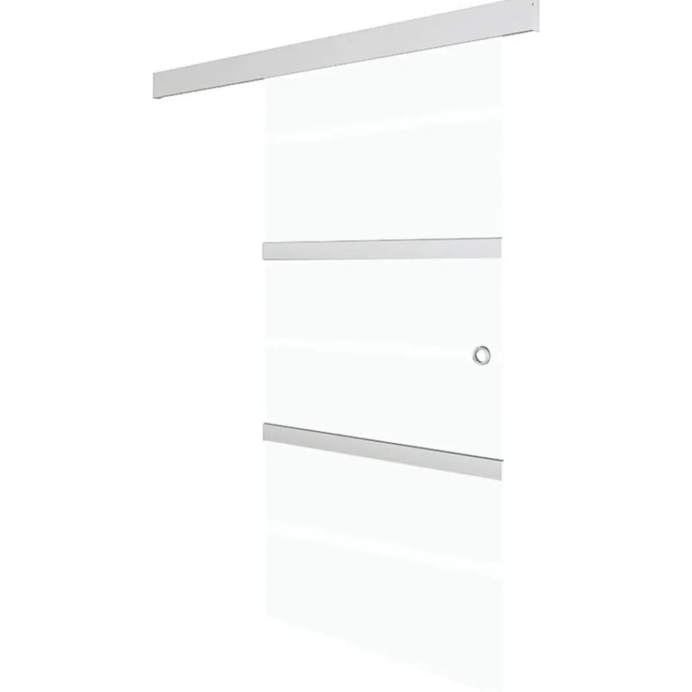 vidaXL Materiales De Construcción-Puerta corredera vidrio ESG y aluminio plateado 76x212 cm
