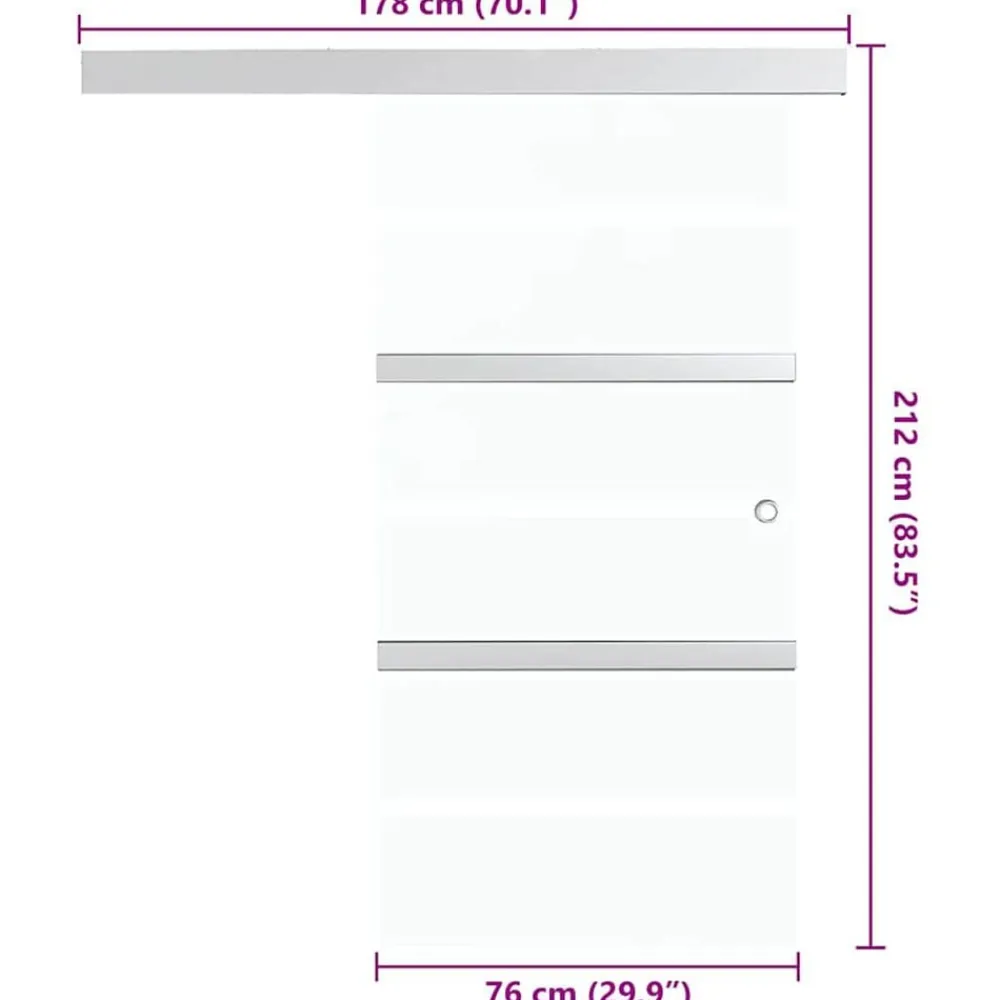 vidaXL Materiales De Construcción-Puerta corredera vidrio ESG y aluminio plateado 76x212 cm