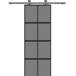 vidaXL Materiales De Construcción-Puerta corredera vidrio templado y aluminio negra 76x205 cm