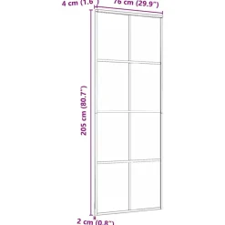 vidaXL Materiales De Construcción-Puerta corredera vidrio templado y aluminio negra 76x205 cm