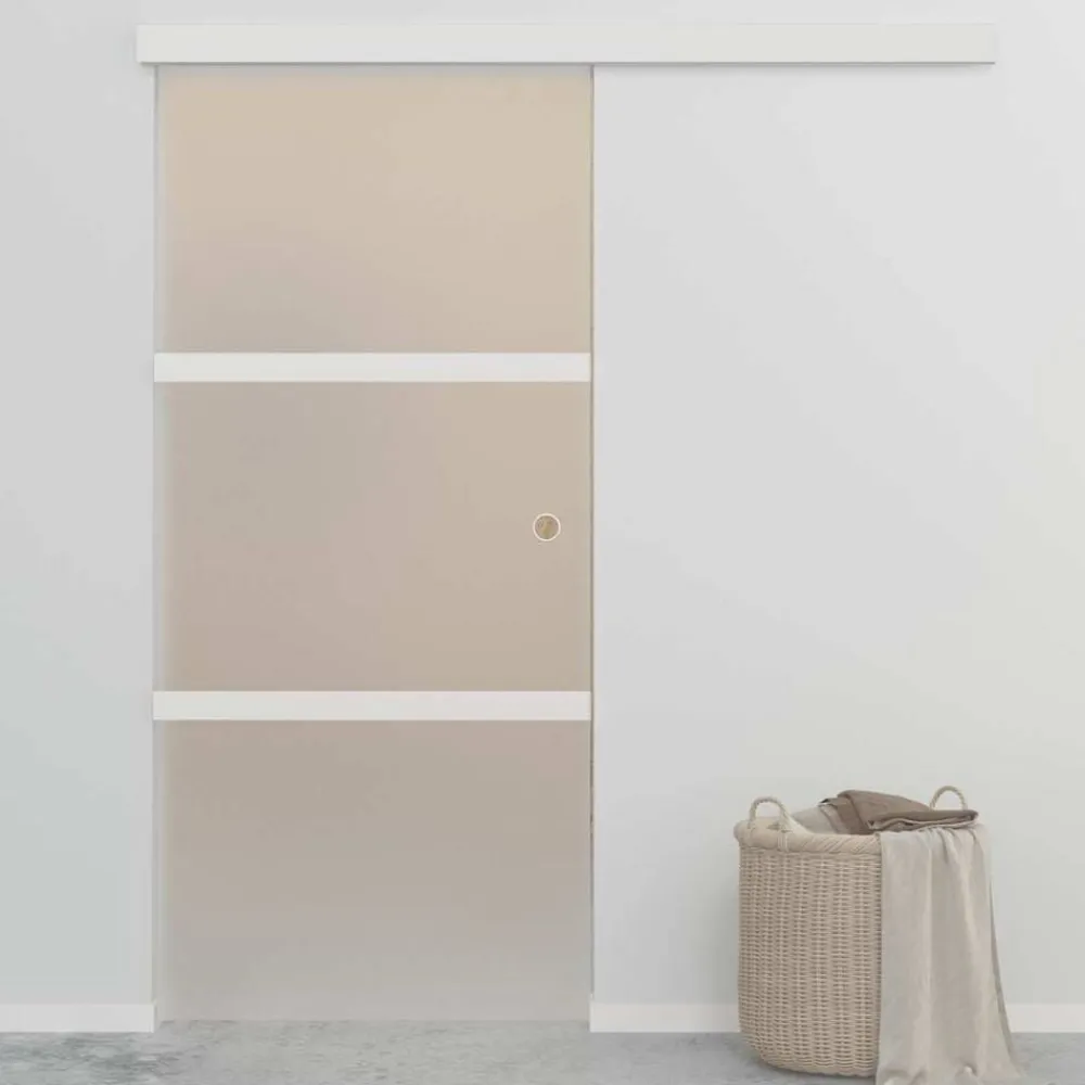 vidaXL Puerta corredera vidrio ESG y aluminio plateado 90x212 cm Outlet