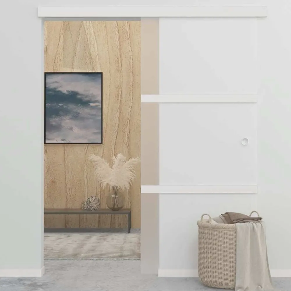 vidaXL Puerta corredera vidrio ESG y aluminio plateado 90x212 cm Outlet