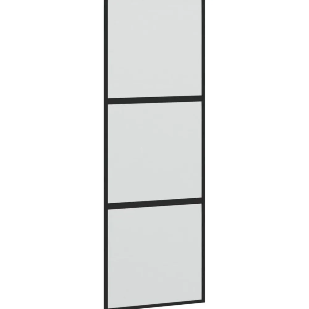vidaXL Materiales De Construcción-Puerta corredera vidrio templado y aluminio negra 76x205 cm