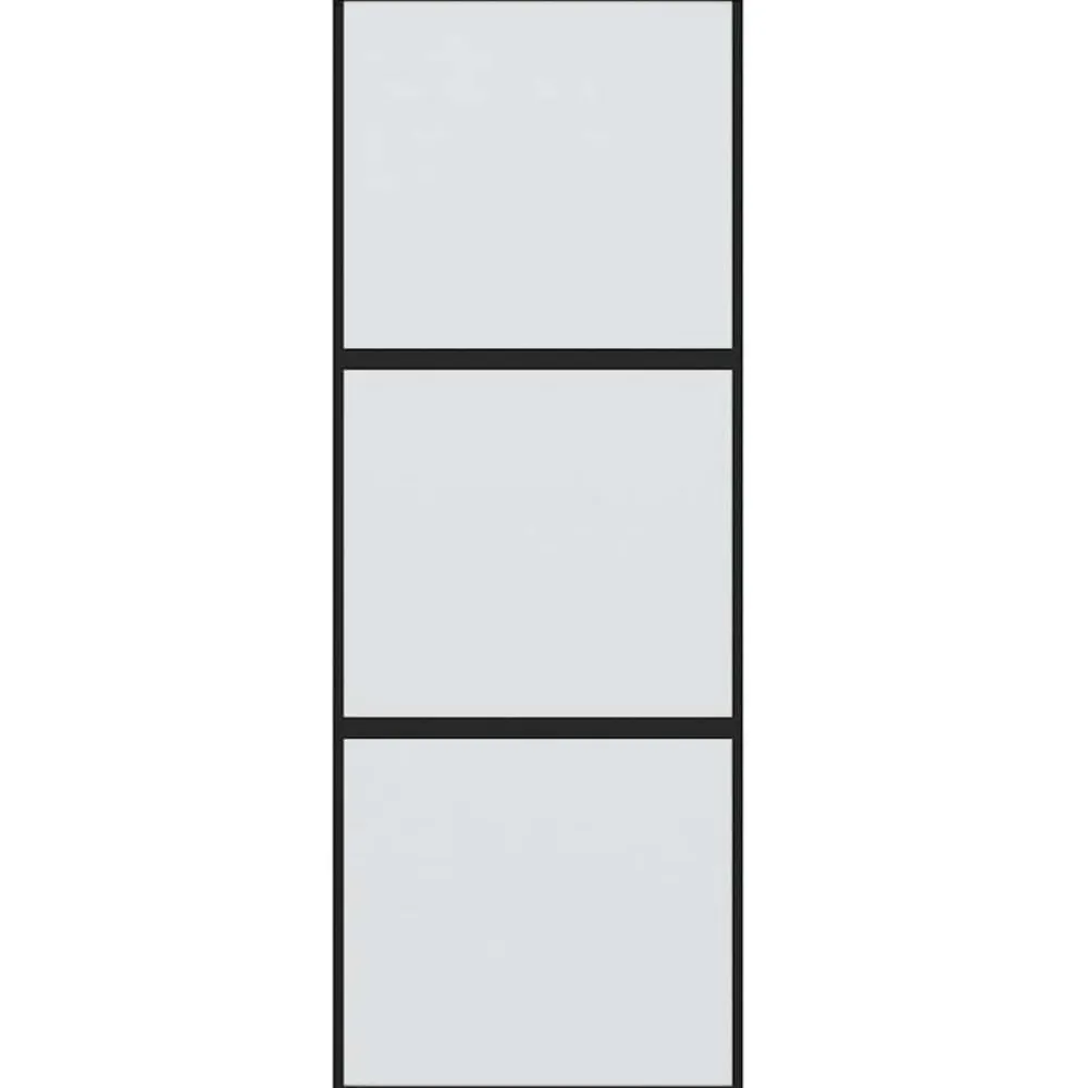 vidaXL Materiales De Construcción-Puerta corredera vidrio templado y aluminio negra 76x205 cm