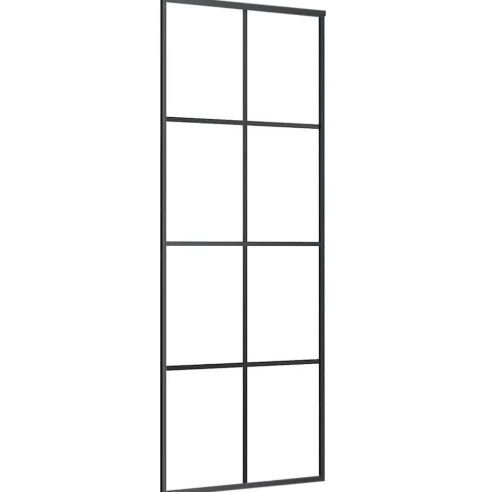 vidaXL Materiales De Construcción-Puerta corredera vidrio ESG y aluminio 76x205 cm