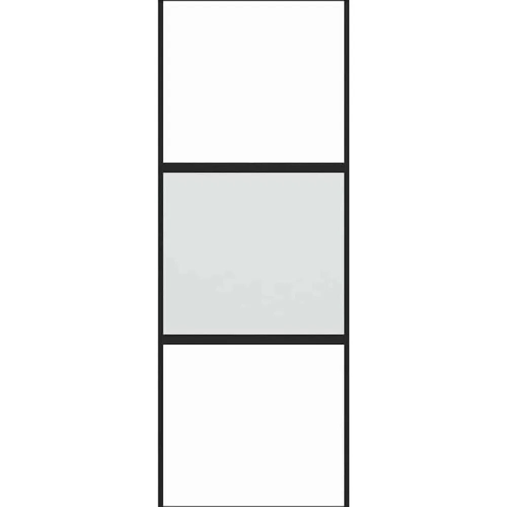 vidaXL Materiales De Construcción-Puerta corredera vidrio templado y aluminio negra 76x205 cm