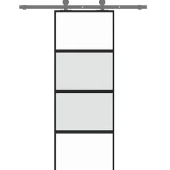 vidaXL Materiales De Construcción-Puerta corredera vidrio templado y aluminio negra 76x205 cm