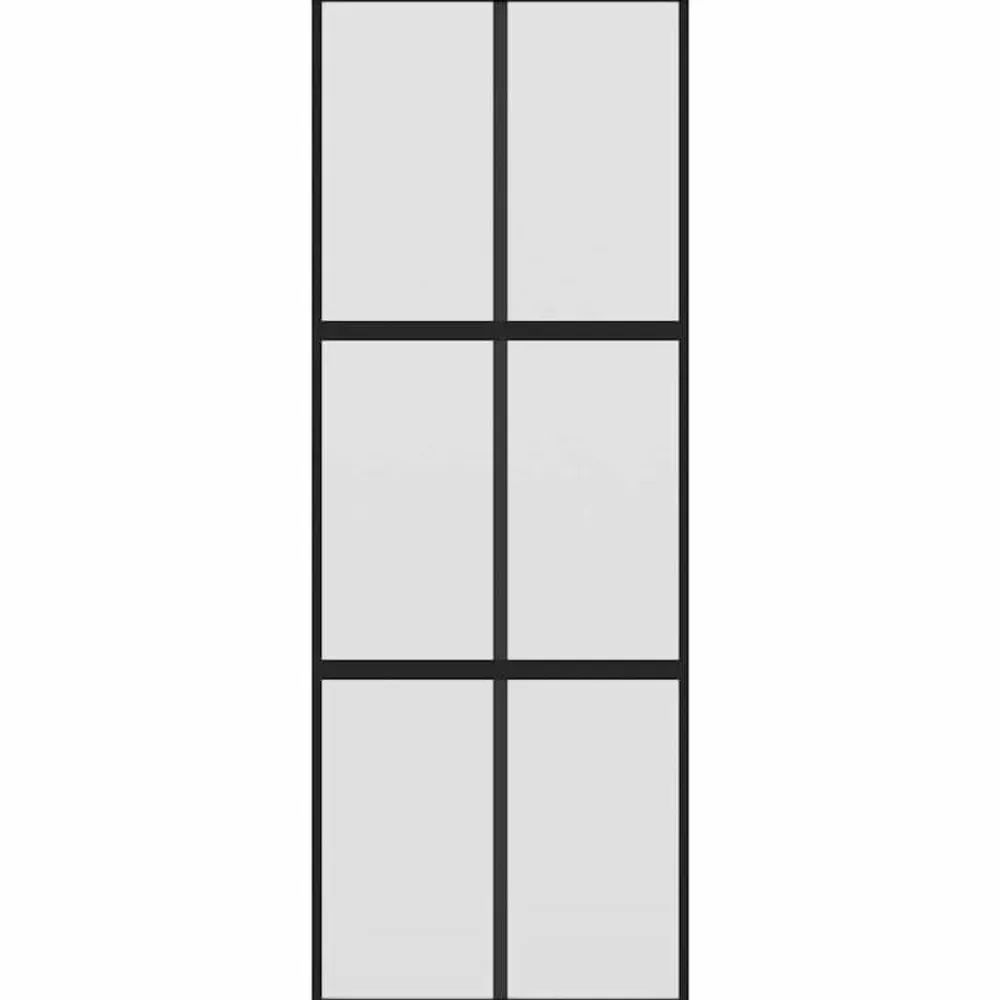 vidaXL Materiales De Construcción-Puerta corredera vidrio templado y aluminio negra 76x205 cm