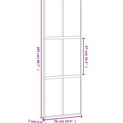 vidaXL Materiales De Construcción-Puerta corredera vidrio templado y aluminio negra 76x205 cm