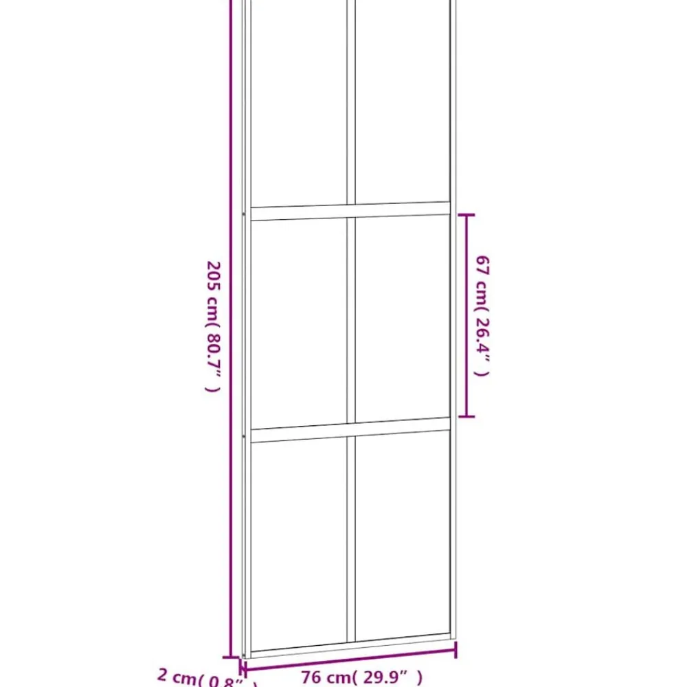 vidaXL Materiales De Construcción-Puerta corredera vidrio templado y aluminio negra 76x205 cm