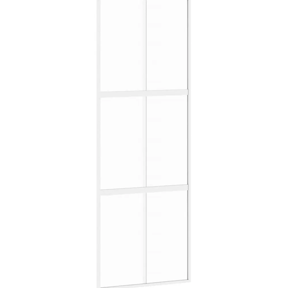 vidaXL Materiales De Construcción-Puerta corredera vidrio templado y aluminio blanca 76x205 cm