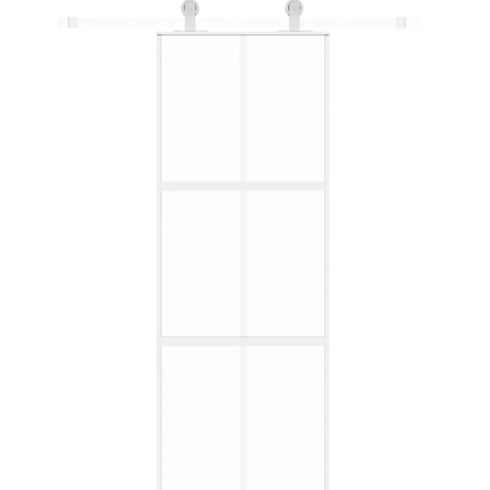 vidaXL Materiales De Construcción-Puerta corredera vidrio templado y aluminio blanca 76x205 cm