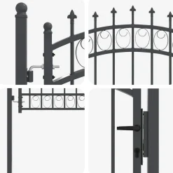 vidaXL Vallas De Jardín-Puerta de cerca con picos con cerradura Emmen 100 x 100 cm