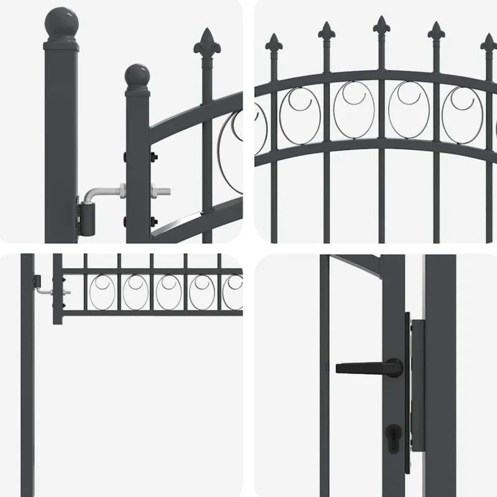 vidaXL Vallas De Jardín-Puerta de cerca con picos con cerradura Emmen 100 x 100 cm