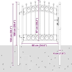 vidaXL Vallas De Jardín-Puerta de cerca con picos con cerradura Emmen 100 x 100 cm