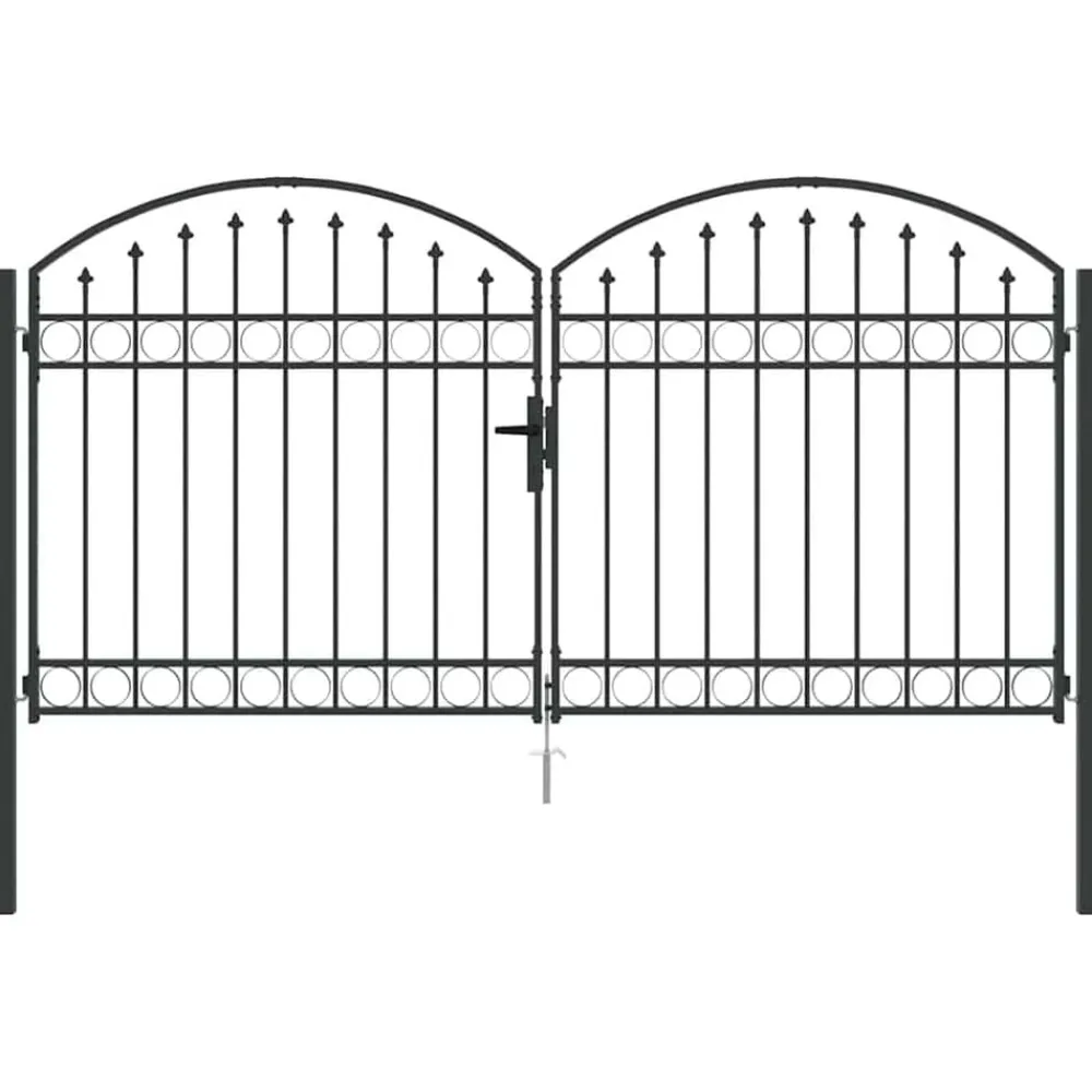 vidaXL Vallas De Jardín-Puerta de cerca con cerradura Assen Gris 301 x 200 cm Acero