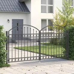 vidaXL Vallas De Jardín-Puerta de cerca con cerradura Assen Gris 301 x 200 cm Acero