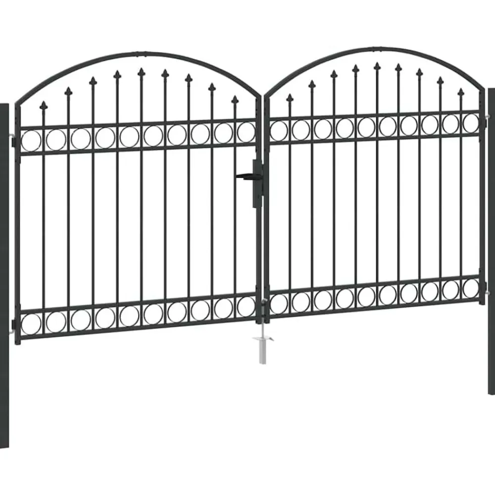 vidaXL Vallas De Jardín-Puerta de cerca con cerradura Assen Gris 301 x 200 cm Acero