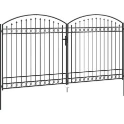 vidaXL Puerta de cerca con cerradura Assen Gris 301 x 224.5 cm Acero