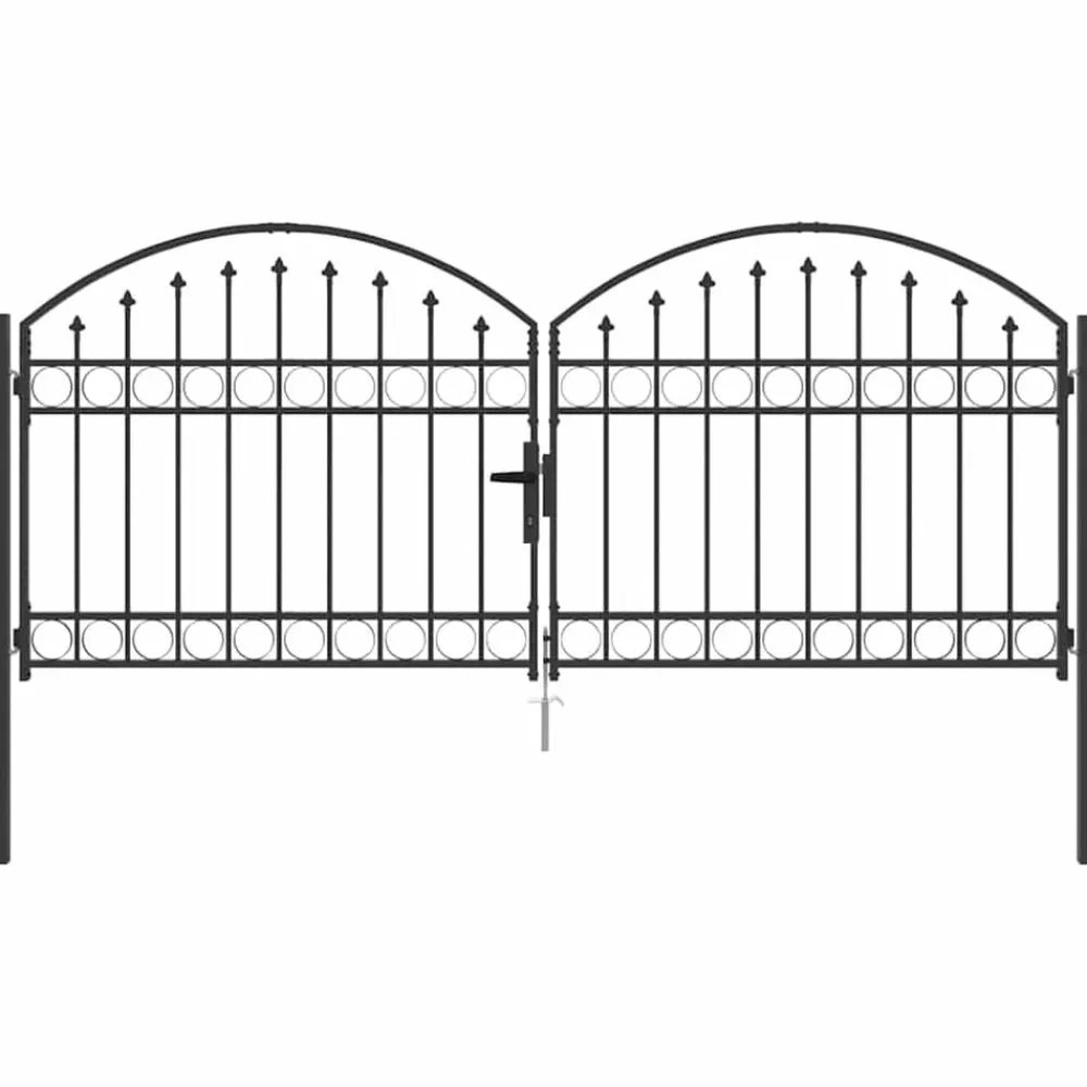 vidaXL Vallas De Jardín-Puerta de cerca con cerradura Assen Gris 301 x 175,5 cm Acero