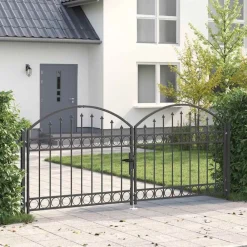 vidaXL Vallas De Jardín-Puerta de cerca con cerradura Assen Gris 301 x 175,5 cm Acero