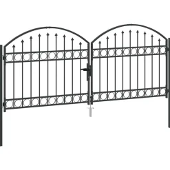vidaXL Vallas De Jardín-Puerta de cerca con cerradura Assen Gris 301 x 175,5 cm Acero
