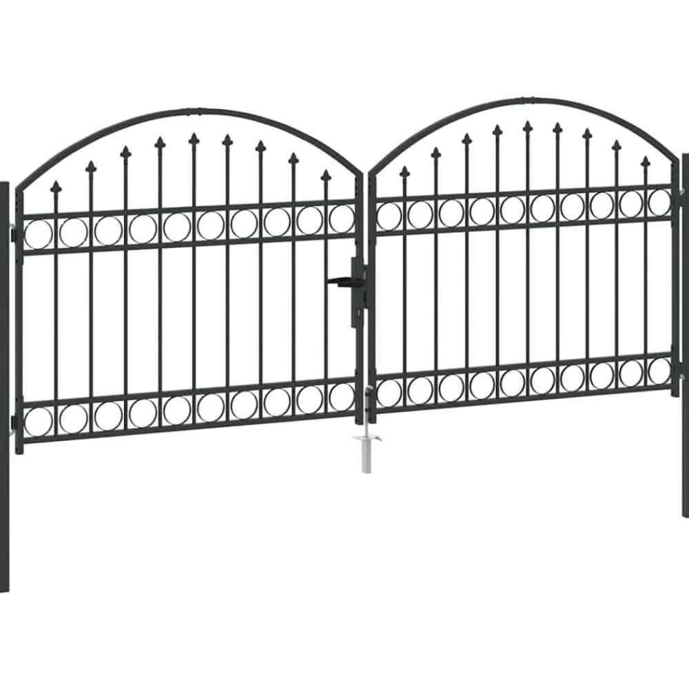 vidaXL Vallas De Jardín-Puerta de cerca con cerradura Assen Gris 301 x 175,5 cm Acero