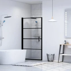 vidaXL Puerta de ducha de vidrio templado negro 81x195 cm Outlet