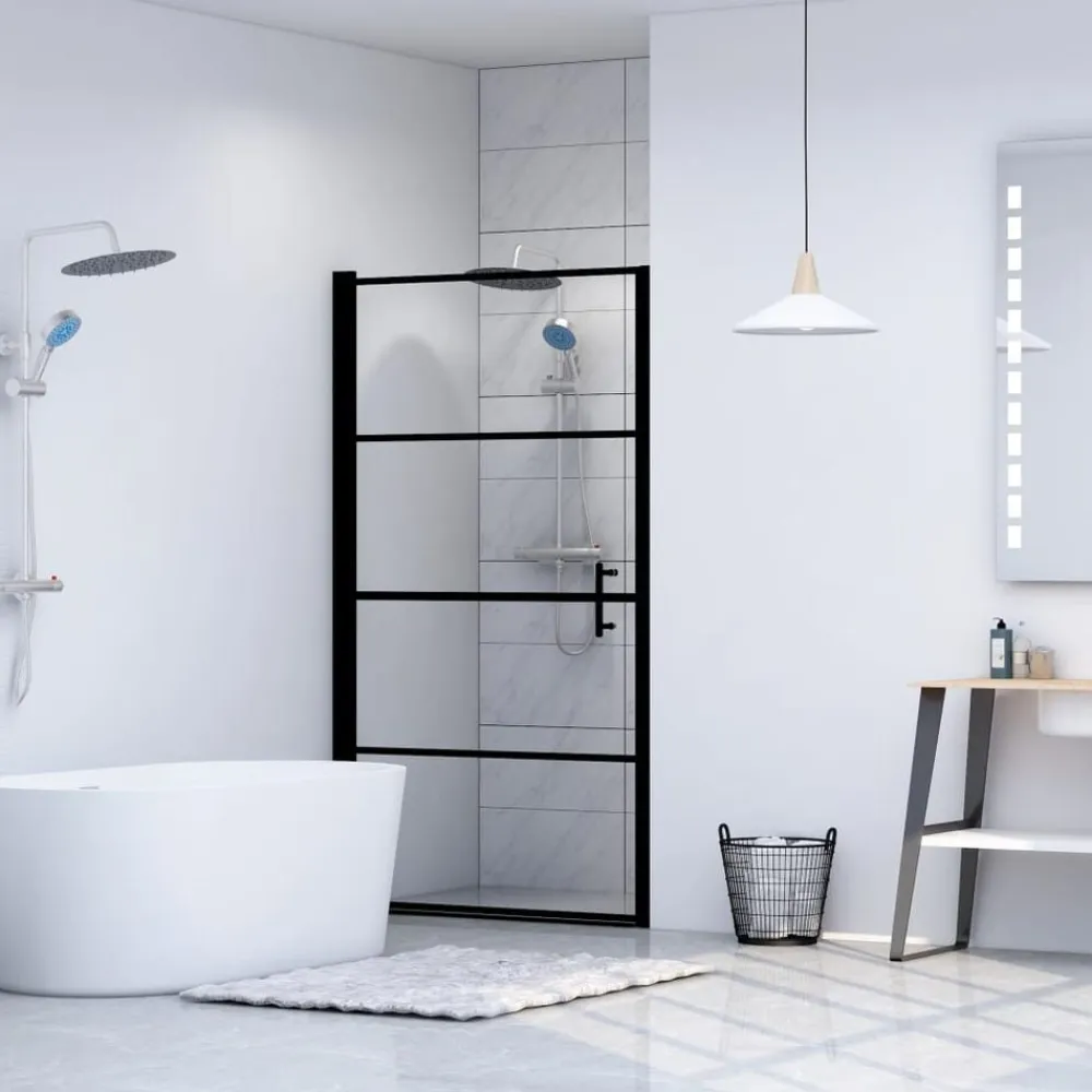 vidaXL Puerta de ducha de vidrio templado negro 81x195 cm Outlet