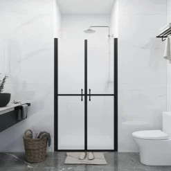vidaXL Puerta de ducha ESG esmerilado (68-71)x190 cm Negro Clearance