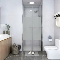 vidaXL Puerta de ducha ESG medio esmerilado 71x190 cm Plateado Best