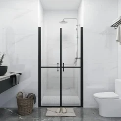 vidaXL Puerta de ducha transparente (68-71)x190 cm Negro Discount