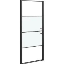 vidaXL Puerta de ducha vidrio semiesmerilado negro 81x195 cm Best