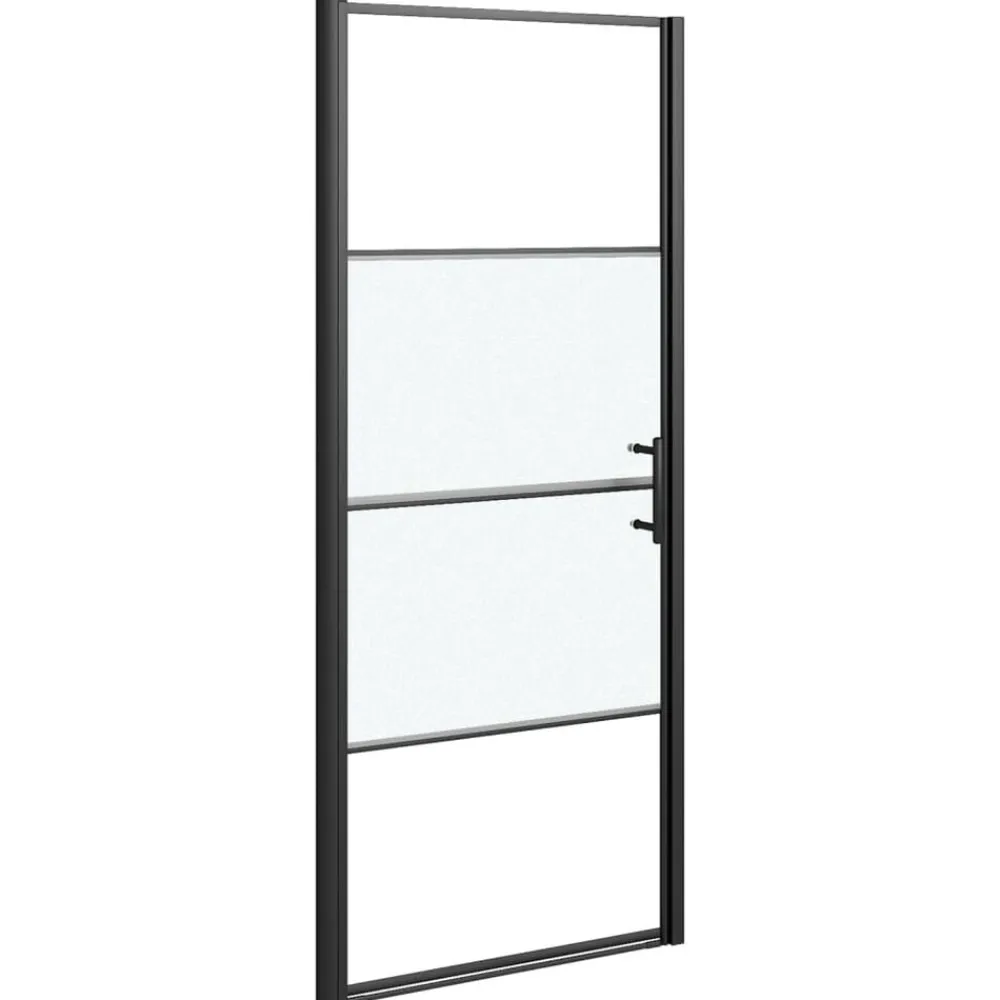 vidaXL Puerta de ducha vidrio semiesmerilado negro 81x195 cm Best