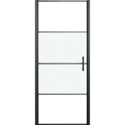 vidaXL Puerta de ducha vidrio semiesmerilado negro 81x195 cm Best