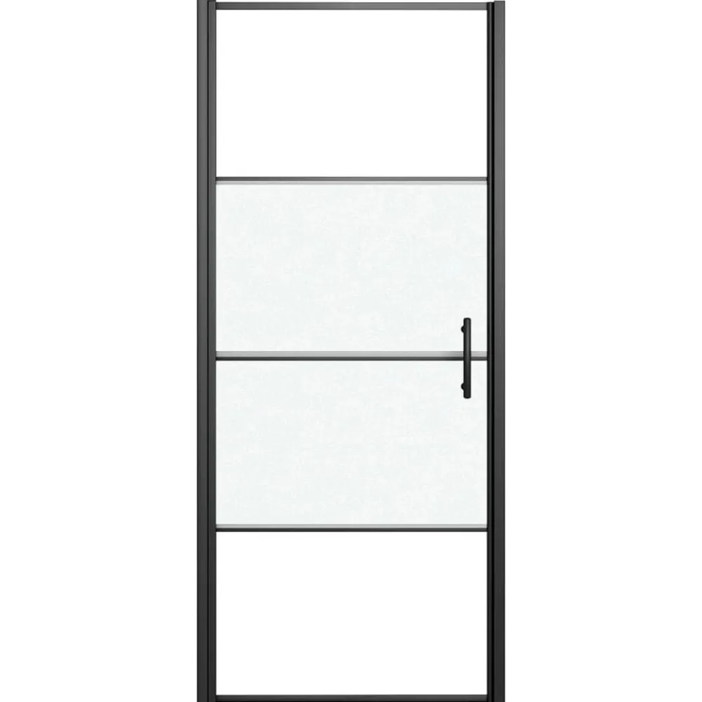 vidaXL Puerta de ducha vidrio semiesmerilado negro 81x195 cm Best