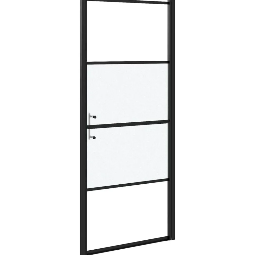 vidaXL Puerta de ducha vidrio semiesmerilado negro 81x195 cm Best