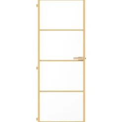 vidaXL Puerta de interior dorada vidrio templado y aluminio 76x201,5cm Dorado y mate Best