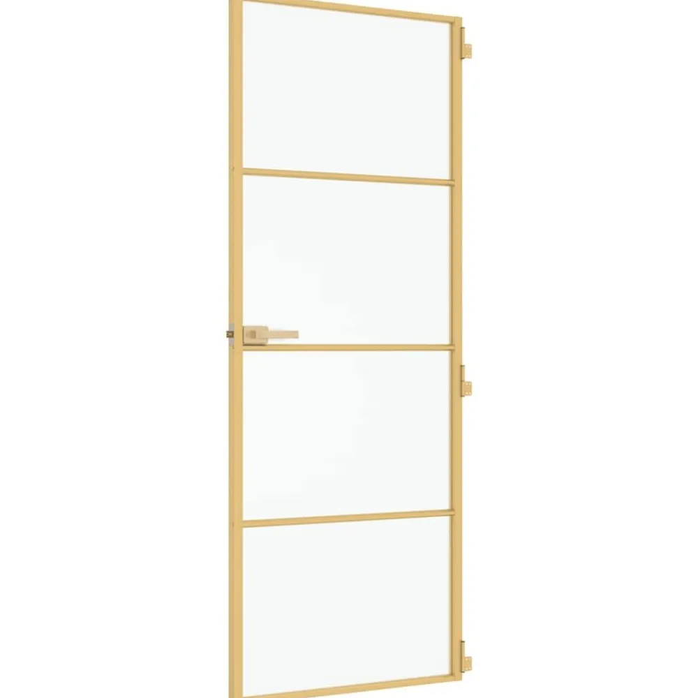 vidaXL Puerta de interior dorada vidrio templado y aluminio 76x201,5cm Dorado y mate Best