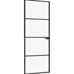 vidaXL Materiales De Construcción-Puerta de interior vidrio templado y aluminio negro 76x201,5 cm