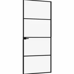 vidaXL Materiales De Construcción-Puerta de interior vidrio templado y aluminio negro 76x201,5 cm