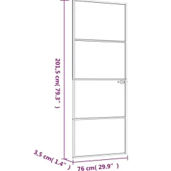 vidaXL Materiales De Construcción-Puerta de interior vidrio templado y aluminio negro 76x201,5 cm