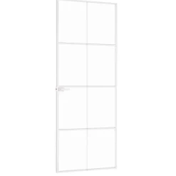 vidaXL Puerta de interior vidrio templado y aluminio blanco 76x201,5cm Blanco y transparente Best