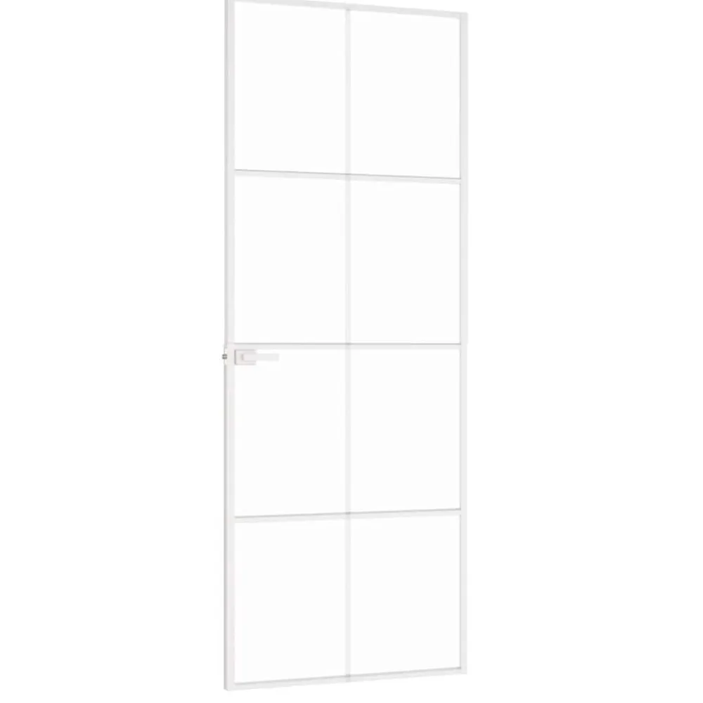 vidaXL Puerta de interior vidrio templado y aluminio blanco 76x201,5cm Blanco y transparente Best