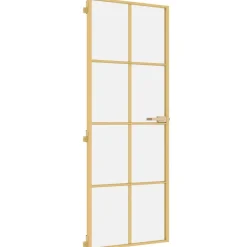 vidaXL Materiales De Construcción-Puerta de interior dorada vidrio templado y aluminio 76x201,5cm