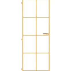 vidaXL Materiales De Construcción-Puerta de interior dorada vidrio templado y aluminio 76x201,5cm