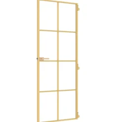 vidaXL Materiales De Construcción-Puerta de interior dorada vidrio templado y aluminio 76x201,5cm